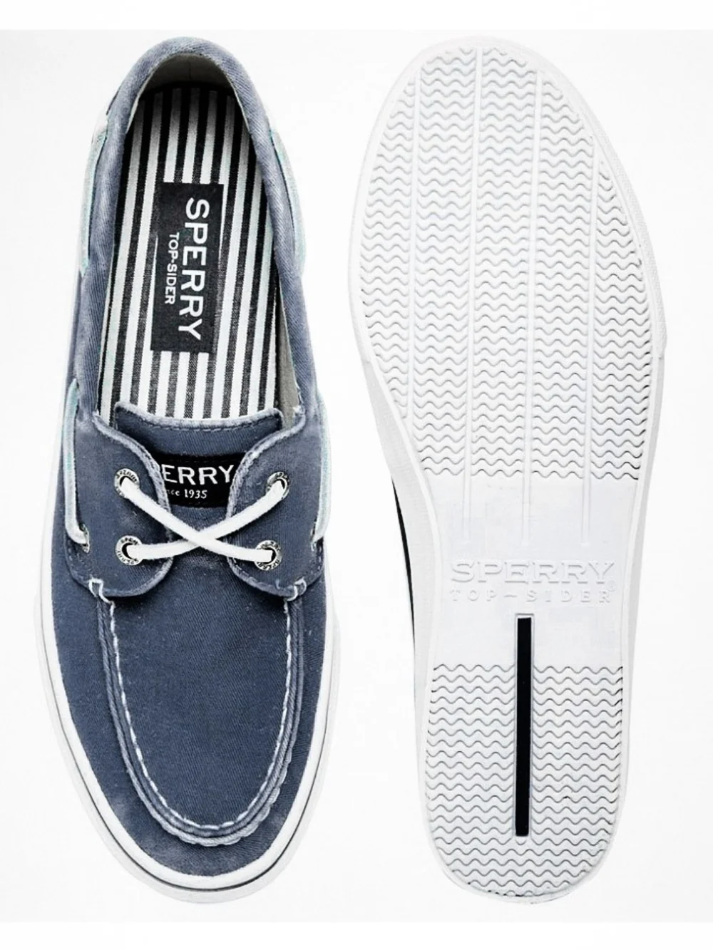 New Sperry Top Sider Mens Bahama II Denim Canvas Casual Slipon Comfort Shoes 9